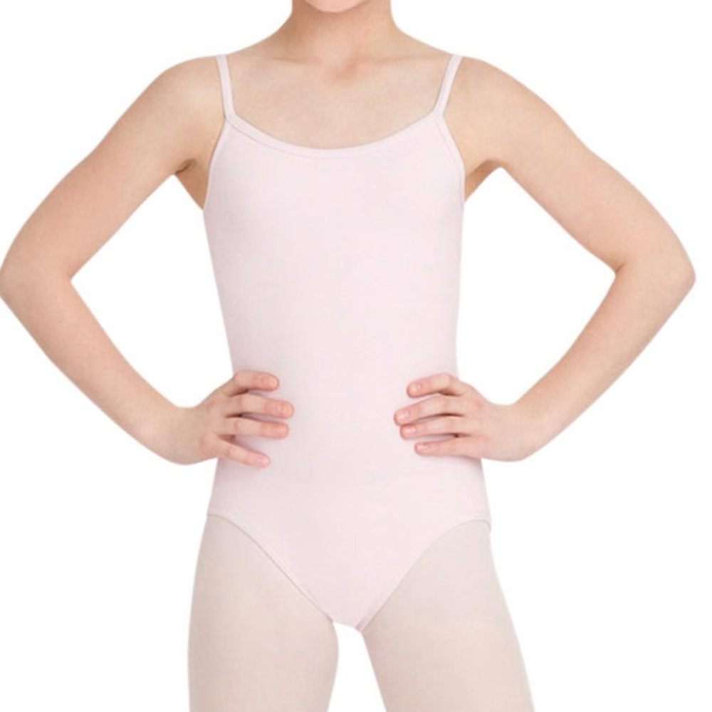 NWT Capezio the Dancemaker Youth Camisole Leotard‎ Adjustable Straps Pink Medium